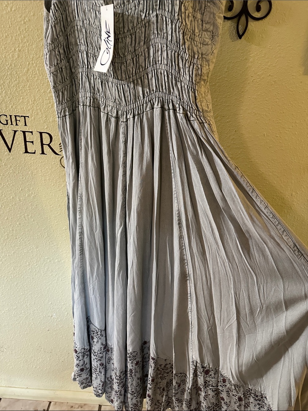 Sleeveless Lace-Front Maxi Dress in Light Gray - Picture 11 of 12